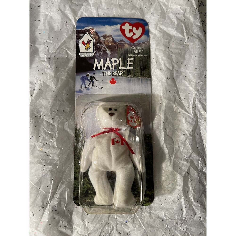 MAPLE THE BEAR-1996 MCDONALDS TY BEANIE BABY WITH RARE ERRORS 1993 OAKBROOK NIP
